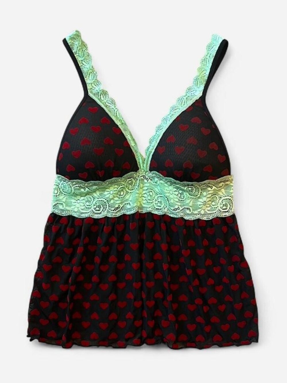 Mesh Heart Print Top